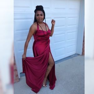 FORMAL SATIN HALTER DRESS